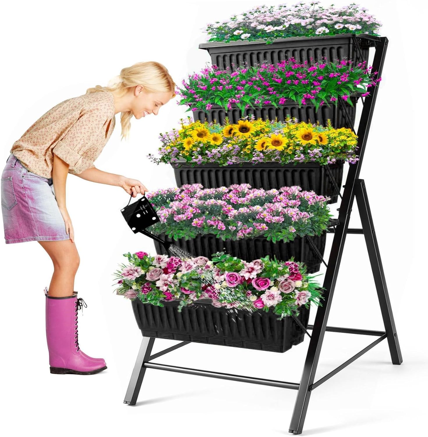 Vertical Planter - Pionowa doniczka metalowa 5-poziomowa do ogrodu,